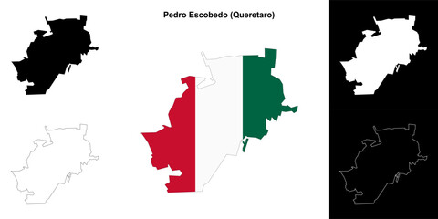 Fototapeta premium Pedro Escobedo municipality (Queretaro) outline map set
