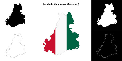 Landa de Matamoros municipality (Queretaro) outline map set