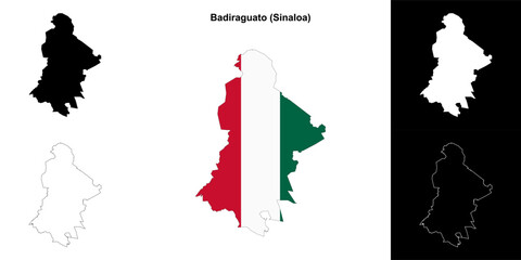 Badiraguato municipality (Sinaloa) outline map set
