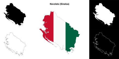 Navolato municipality (Sinaloa) outline map set