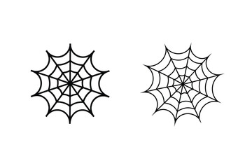 Two Spiderwebs Simple Black Line On White Background Halloween Decoration