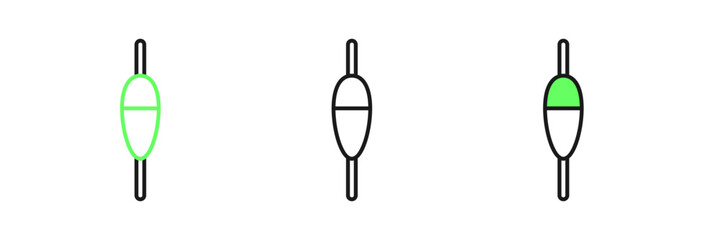 Set line Fishing float icon isolated on white background. Fishing tackle. Vector