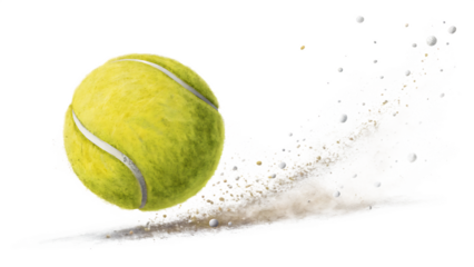 Tennis Ball Floating in Midair on White Background – Isolated Sports Object for Design and Motion Effects