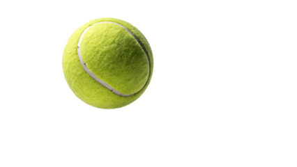 Tennis Ball Floating in Midair on White Background – Isolated Sports Object for Design and Motion Effects