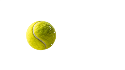 Tennis Ball Floating in Midair on White Background – Isolated Sports Object for Design and Motion Effects