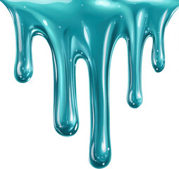 Dripping Teal Glossy Liquid Abstract Background Texture 3D Render