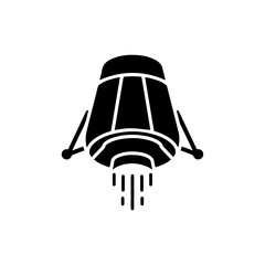 Heat shield on reentry capsule glowing during descent