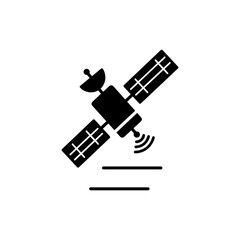 Satellite Solar Panels Extended with Orbit Line Under