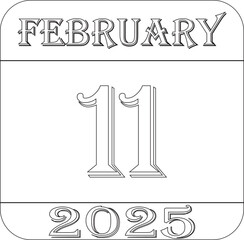 February 2025 calendar line art icon .Agenda plan, feb month schedule calendar and Time planner.Meeting appointment time.Calendar Event schedule date.calendar date icon on white background.