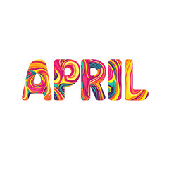 Colorful April text swirls design vibrant month lettering art,