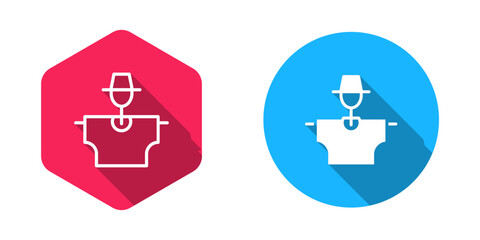 Filled and outline Scarecrow icon isolated with long shadow background. Vector