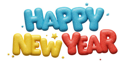 Festive Happy New Year Colorful 3D Typography