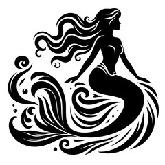 water fairy silhouette vector style 