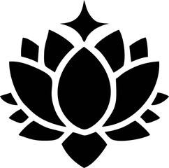 Elegant black and white lotus flower design.