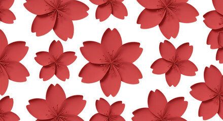 Red Cherry Blossoms Pattern Background Stock Illustration