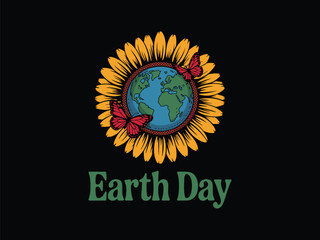 Fototapeta premium Born on Earth Day Heart Earth T-Shirt Vector Graphic 