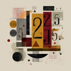 Abstract geometric design featuring numbers.