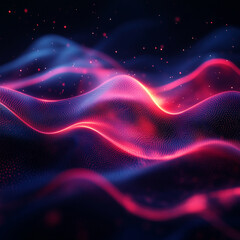 Fototapeta premium Abstract Wave Neon Radiating Red Glowing Pattern Intense