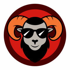 Ram Mascot Logo with Sunglasses in Circle Bold and Stylish Animal Emblem Vector