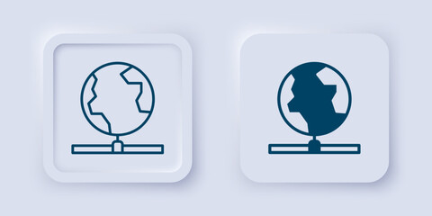 Filled and outline Global technology or social network icon isolated on grey background. Square button. Vector
