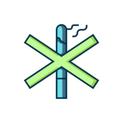 Filled outline No smoking icon isolated on white background. Cigarette smoking prohibited sign. Flat filled outline style with shadow. Vector