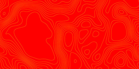 Background of the topography map abstract origami pattern cartography map with yellow lines, creating wavy textured red background with swirls pattern paper curved mountain reliefs background.