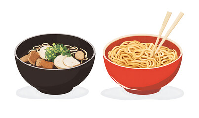 Japanese food illustrator on white background