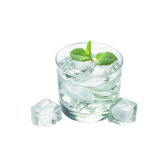 Glass of water with ice isolated on a transparent background