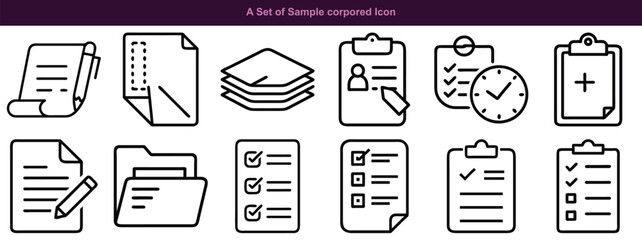 Corporate Document & Office Icons Vector Set