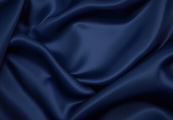 Smooth Dark Navy Silk Fabric Flowing Elegantly with Luxurious Shine