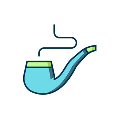 Filled outline Smoking pipe with smoke icon isolated on white background. Tobacco pipe. Flat filled outline style with shadow. Vector