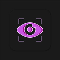 Filled outline Big brother electronic eye icon isolated on black background. Global surveillance technology, computer systems and networks security. Flat filled outline style with shadow. Vector