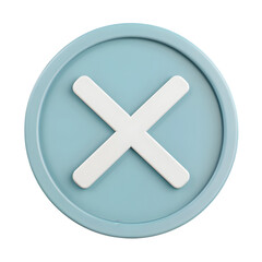 Obraz premium A light teal button displaying a white 'x' symbol.