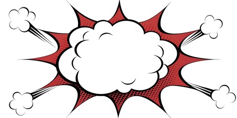 Dynamic Comic Book Explosion Red and White Pop Art Design Element