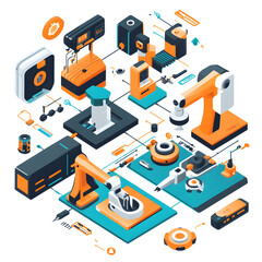 Obraz premium Automating digital business processes office space digital automation devices tech environment aofthanit concept