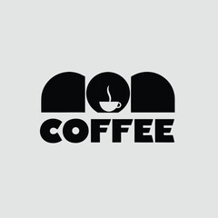 Minimalist Yellow Coffee Cup Logo with Steam and Leaf  Vector Illustration for Café, Organic Brand, or Beverage Business