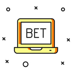 Filled outline Online sports betting icon isolated on white background. Sport bet bookmaker. Betting online make money. Flat filled outline style with shadow. Vector