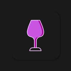 Filled outline Wine glass icon isolated on black background. Wineglass sign. Flat filled outline style with shadow. Vector