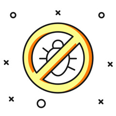 Filled outline Stop colorado beetle icon isolated on white background. Flat filled outline style with shadow. Vector