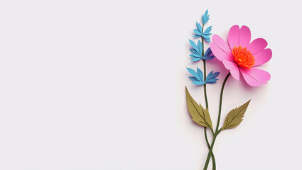 Naklejka premium Bright and Cheerful Papercut Flowers – Clean White Background