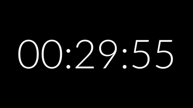 Countdown timer from 30 minute to 29 minute suitable for presentations, productivity, educational content, and more