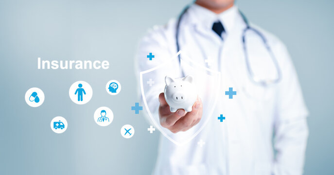 Health Insurance and Financial Security Concept with Piggy Bank