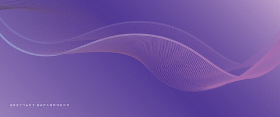 Dark abstract background with glowing wave. Shiny moving lines design element. Modern purple blue gradient flowing wave lines. Futuristic technology concept. Vector illustration