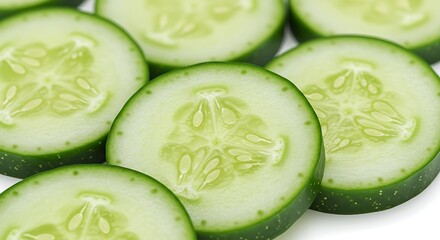 Vibrant Green: Close-Up of Sliced Cucumber, Fresh and Crisp AI Generated