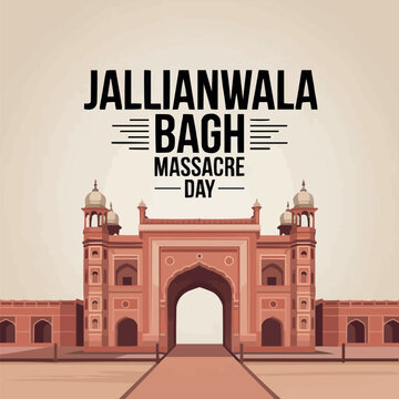 Jallianwala Bagh Massacre Memorial Day Vector Illustration Tribute to Indian Freedom Struggle