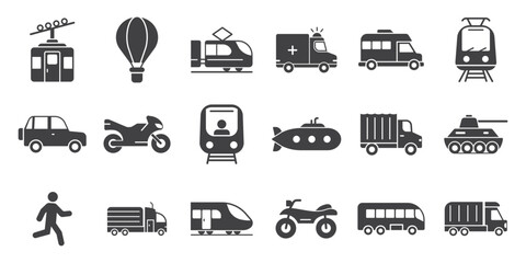 Transport icons set collection in flat style. Transportation vector illustration on isolated background. Vehicle sign business concept. © Lysenko.A