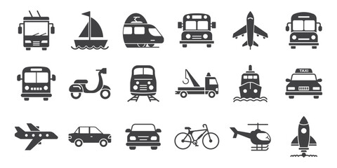 Transport icons set collection in flat style. Transportation vector illustration on isolated background. Vehicle sign business concept.