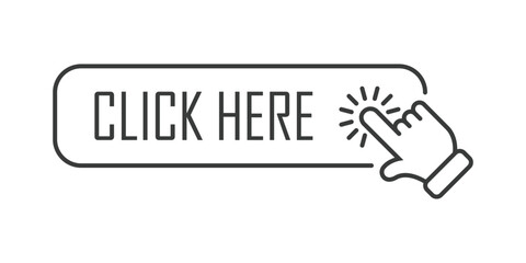 Click here banner icon in flat style. Ecommerce vector illustration on isolated background. Shopping button sign business concept.
