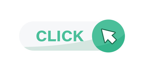 Click here banner icon in flat style. Ecommerce vector illustration on isolated background. Shopping button sign business concept.