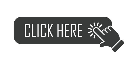 Click here banner icon in flat style. Ecommerce vector illustration on isolated background. Shopping button sign business concept.